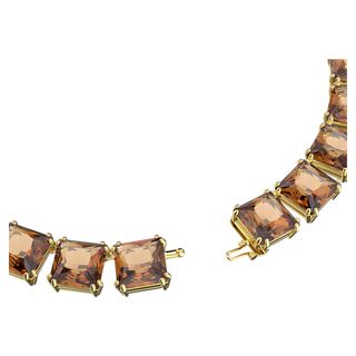 Collana Millenia, Taglio squadrato, Marrone, Placcato color oro