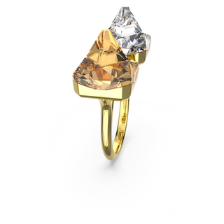 Anello aperto Matrix, Taglio Piramide, Giallo, Placcato color oro