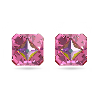 Orecchini a lobo Matrix, Taglio Piramide, Rosa, Placcato color oro