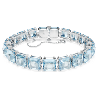 Bracciale Tennis Millenia, Taglio squadrato, Medio, Blu, Placcato rodio