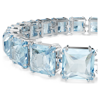 Bracciale Tennis Millenia, Taglio squadrato, Medio, Blu, Placcato rodio