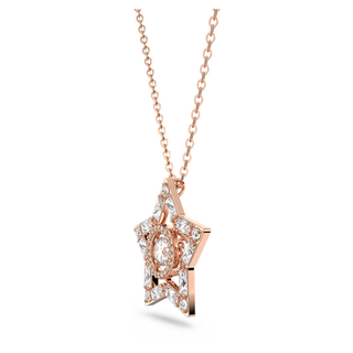 Pendente Stella, Taglio misto, Stella, Bianco, Placcato color oro rosa