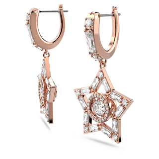 Orecchini pendenti Stella, Taglio misto, Stella, Bianchi, Placcato color oro rosa