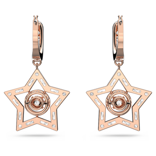Orecchini pendenti Stella, Taglio misto, Stella, Bianchi, Placcato color oro rosa