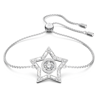 Braccialetto Stella, Taglio misto, Stella, Bianco, Placcato rodio