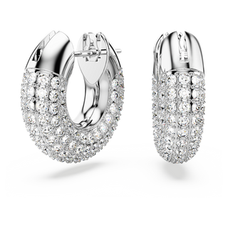 Orecchini a cerchio Dextera, Piccoli, Bianchi, Placcato rodio