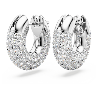 Orecchini a cerchio Dextera, Piccoli, Bianchi, Placcato rodio