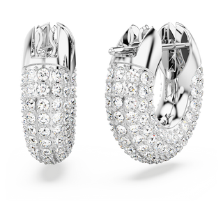 Orecchini a cerchio Dextera, Piccoli, Bianchi, Placcato rodio