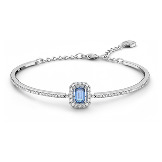 Bracciale rigido Millenia, Taglio ottagonale, Pavé, Blu, Placcato rodio