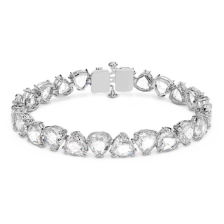 Braccialetto Millenia, Cristalli oversize, Bianco, Placcato rodio
