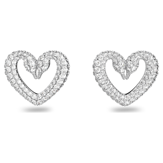 Orecchini a lobo Sublima, Cuore, Medi, Bianchi, Placcato rodio