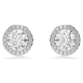 Orecchini a lobo Una Angelic, Taglio tondo, Pavé, Bianchi, Placcato rodio