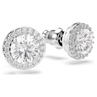 Orecchini a lobo Una Angelic, Taglio tondo, Pavé, Bianchi, Placcato rodio