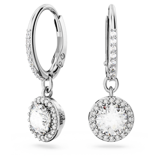 Orecchini pendenti Una Angelic, Taglio tondo, Pavé, Bianchi, Placcato rodio