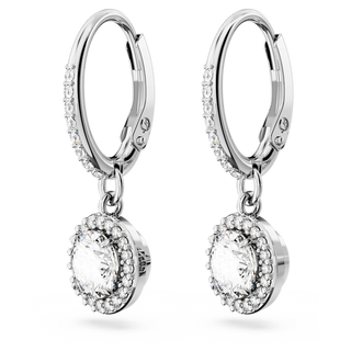 Orecchini pendenti Una Angelic, Taglio tondo, Pavé, Bianchi, Placcato rodio