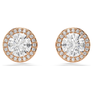 Orecchini a lobo Una Angelic, Taglio tondo, Pavé, Bianchi, Placcato color oro rosa