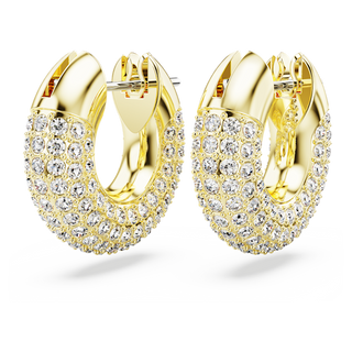 Orecchini a cerchio Dextera, Piccoli, Bianchi, Placcato color oro