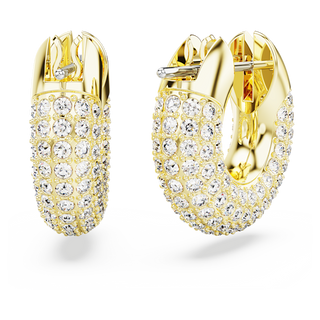 Orecchini a cerchio Dextera, Piccoli, Bianchi, Placcato color oro