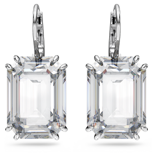 Orecchini pendenti Millenia, Taglio ottagonale, Bianchi, Placcato rodio