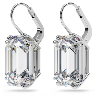 Orecchini pendenti Millenia, Taglio ottagonale, Bianchi, Placcato rodio