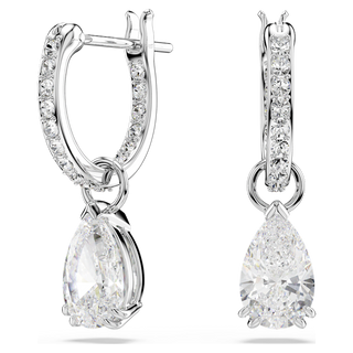 Orecchini pendenti Stilla, Taglio Pear, Taglio Round, Bianchi, Placcato rodio