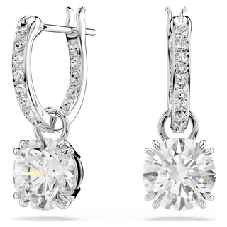Orecchini pendenti Stilla, Taglio Round, Bianchi, Placcato rodio