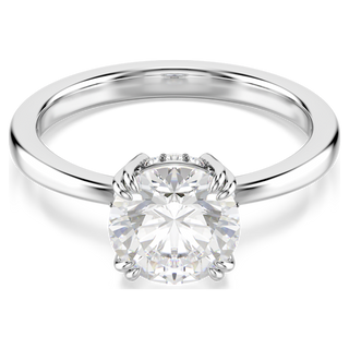 Anello cocktail Stilla, Taglio Round, Bianco, Placcato rodio