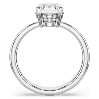 Anello cocktail Stilla, Taglio Round, Bianco, Placcato rodio