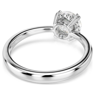 Anello cocktail Stilla, Taglio Round, Bianco, Placcato rodio