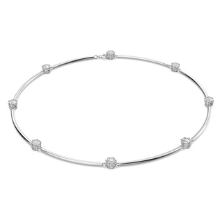 Collana Constella, Taglio Round, Bianca, Placcato rodio