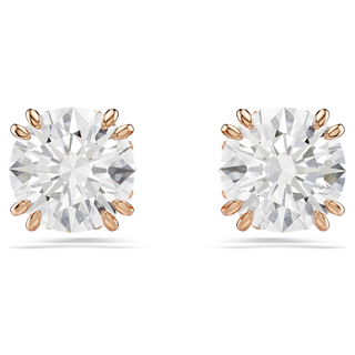 Orecchini a lobo Stilla, Taglio Round, Bianchi, Placcato color oro rosa