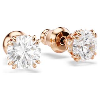 Orecchini a lobo Stilla, Taglio Round, Bianchi, Placcato color oro rosa