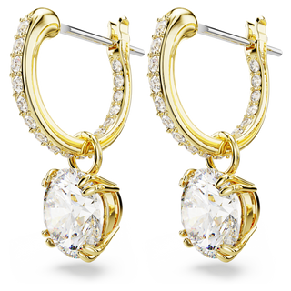 Orecchini pendenti Stilla, Taglio Round, Bianchi, Placcato color oro