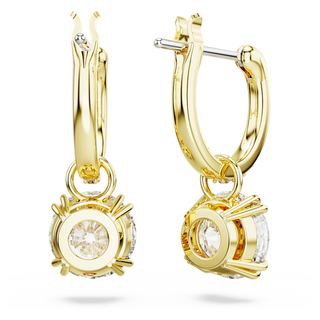 Orecchini pendenti Stilla, Taglio Round, Bianchi, Placcato color oro
