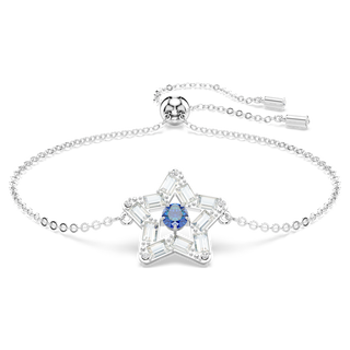 Braccialetto Stella, Taglio misto, Stella, Blu, Placcato rodio