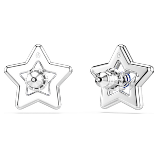 Orecchini a lobo Stella, Taglio misto, Stella, Blu, Placcato rodio