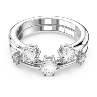 Anello Constella, Set (2), Taglio rotondo, Bianco, Placcato rodio