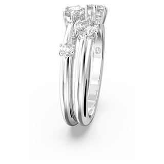 Anello Constella, Set (2), Taglio rotondo, Bianco, Placcato rodio