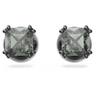 Orecchini a lobo Millenia, Taglio squadrato, Neri, Placcato rutenio