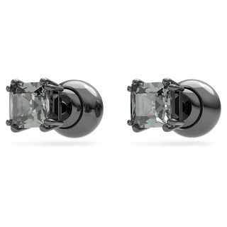 Orecchini a lobo Millenia, Taglio squadrato, Neri, Placcato rutenio