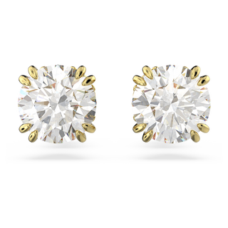 Orecchini a lobo Stilla, Taglio Round, Bianchi, Placcato color oro