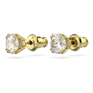 Orecchini a lobo Stilla, Taglio Round, Bianchi, Placcato color oro