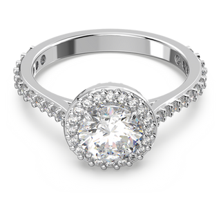 Anello cocktail Una Angelic, Taglio tondo, Pavé, Bianco, Placcato rodio