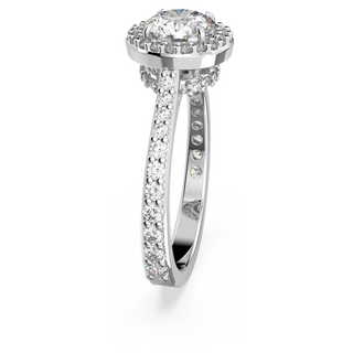 Anello cocktail Una Angelic, Taglio tondo, Pavé, Bianco, Placcato rodio