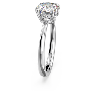 Anello cocktail Stilla, Taglio Round, Bianco, Placcato rodio