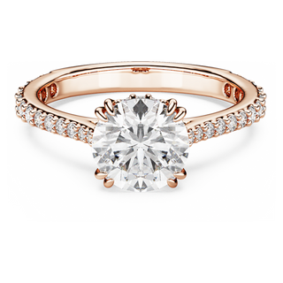 Anello cocktail Stilla, Taglio tondo, Pavé, Bianco, Placcato color oro rosa