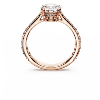 Anello cocktail Stilla, Taglio tondo, Pavé, Bianco, Placcato color oro rosa