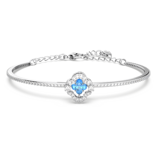 Bracciale rigido Una, Quadrifoglio, Blu, Placcato rodio