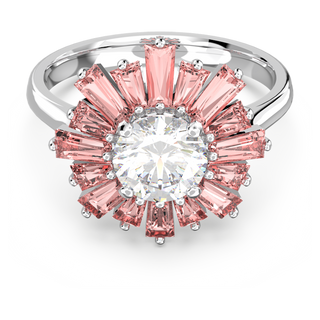 Anello Idyllia, Taglio misto, Sole, Rosa, Placcato rodio