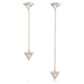 Orecchini pendenti Stilla, Design asimmetrico, Taglio triangolo, Bianchi, Placcato color oro rosa